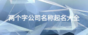 兩個字公司名稱起名大全