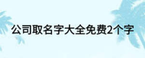 公司取名字大全免費(fèi)2個字