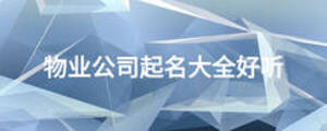 物業(yè)公司起名大全好聽