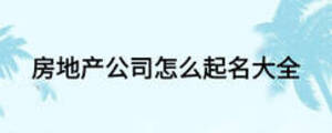 房地產(chǎn)公司怎么起名大全