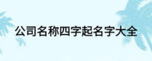 公司名稱四字起名字大全