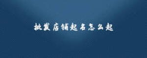 批發店鋪起名怎么起