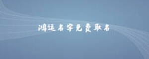 鴻運名字免費取名