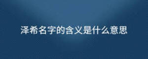 澤希名字的含義是什么意思
