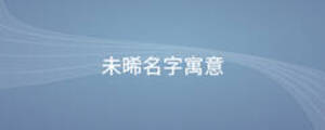 未晞名字寓意