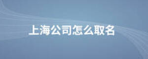 上海公司怎么取名
