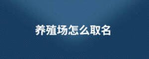 養(yǎng)殖場(chǎng)怎么取名