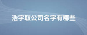 浩字取公司名字有哪些