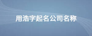 用浩字起名公司名稱