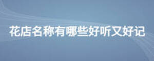 花店名稱有哪些好聽又好記