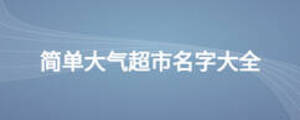簡單大氣超市名字大全