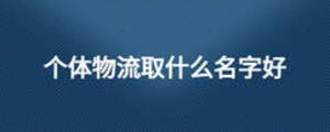 個體物流取什么名字好