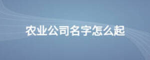 農業公司名字怎么起