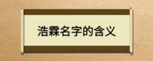 浩霖名字的含義