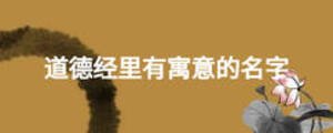 道德經(jīng)里有寓意的名字