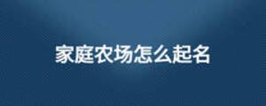 家庭農場怎么起名