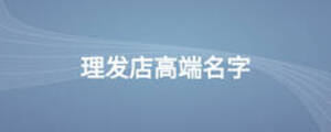 理發店高端名字
