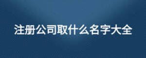 注冊公司取什么名字大全