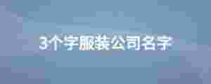 3個字服裝公司名字