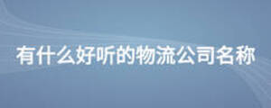 有什么好聽的物流公司名稱