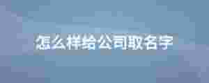 怎么樣給公司取名字