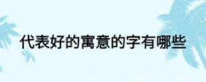 代表好的寓意的字有哪些
