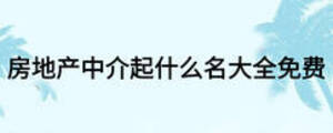 房地產中介起什么名大全免費