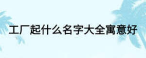 工廠起什么名字大全寓意好
