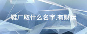 鞋廠取什么名字.有財運