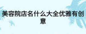 美容院店名什么大全優(yōu)雅有創(chuàng)意