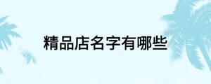 精品店名字有哪些