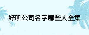 好聽公司名字哪些大全集