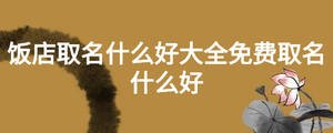 飯店取名什么好大全免費取名什么好