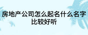 房地產公司怎么起名什么名字比較好聽