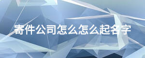 寄件公司怎么怎么起名字