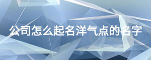 公司怎么起名洋氣點的名字