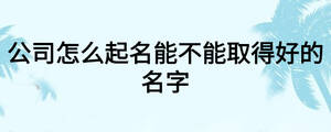 公司怎么起名能不能取得好的名字
