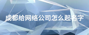 成都給網絡公司怎么起名字