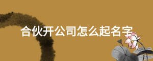 合伙開公司怎么起名字