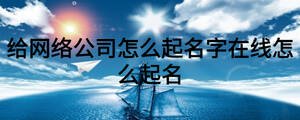 給網絡公司怎么起名字在線怎么起名