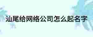 汕尾給網絡公司怎么起名字