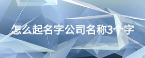 怎么起名字公司名稱(chēng)3個(gè)字