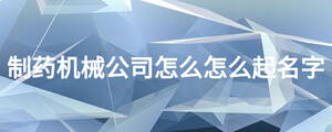 制藥機(jī)械公司怎么怎么起名字