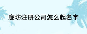 廊坊注冊公司怎么起名字