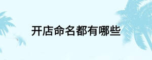 開店命名都有哪些