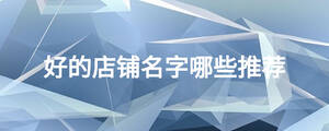 好的店鋪名字哪些推薦