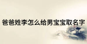 爸爸姓李怎么給男寶寶取名字