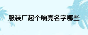 服裝廠起個響亮名字哪些