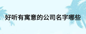 好聽有寓意的公司名字哪些