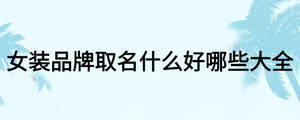 女裝品牌取名什么好哪些大全